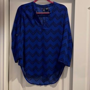 Blue and black chiffon top